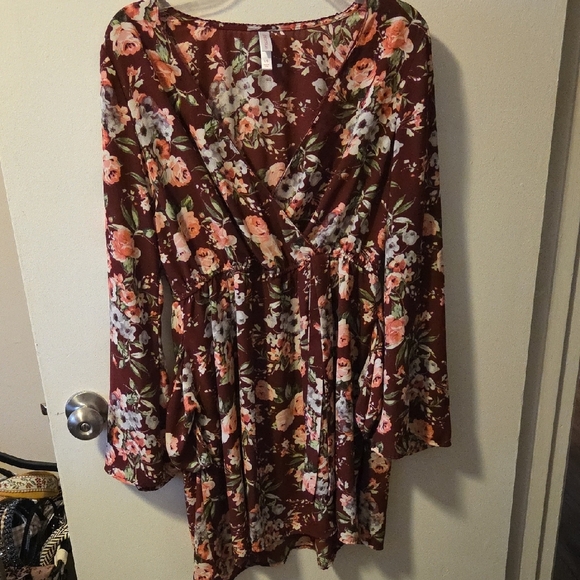 Xhilaration Floral Midi Dress - Maroon and Peach - Picture 1 of 1